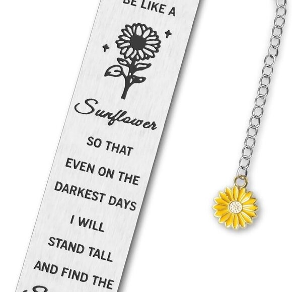Sunflower Gifts for Women Girls, Inspirational Bookmarks with Sunflower Chain, B - Picture 1 of 7